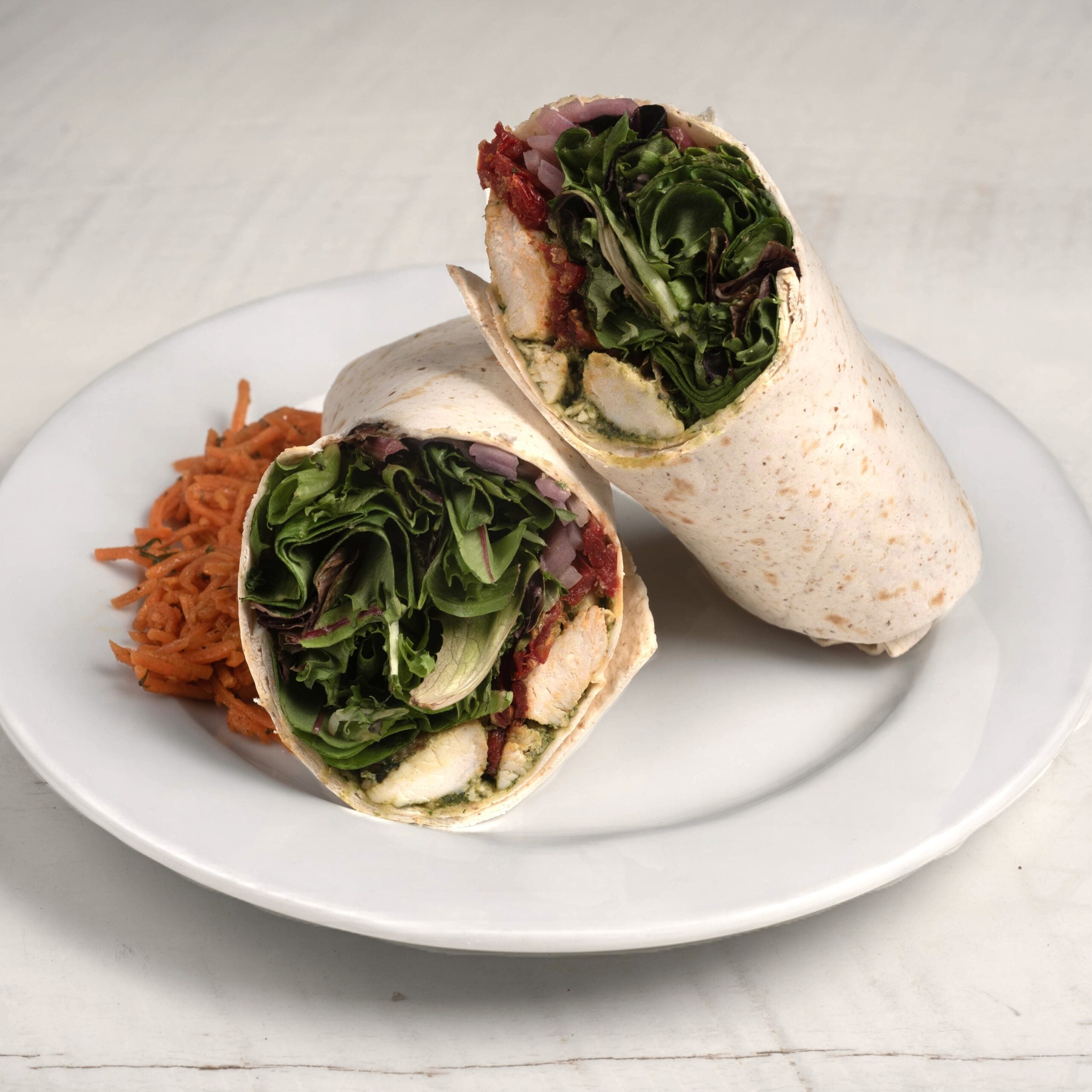 Chicken Pesto wrap, seed oil free, high protein,
